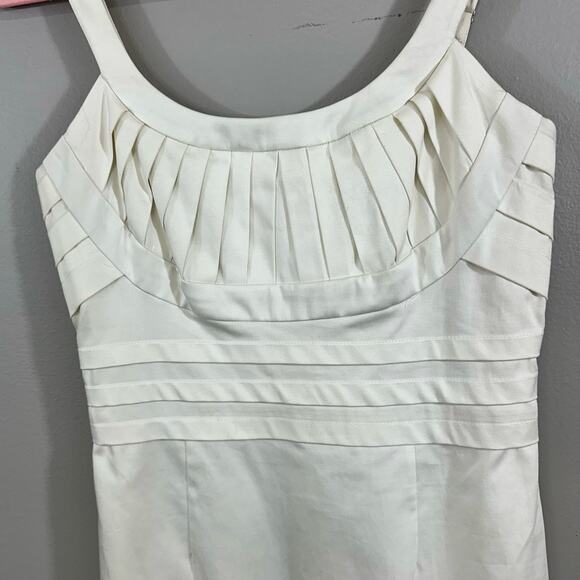 Calvin Klein NWT Winter White Spaghetti Strap Pintuck Cotton Stretch Dress Sz 2 - Picture 3 of 12